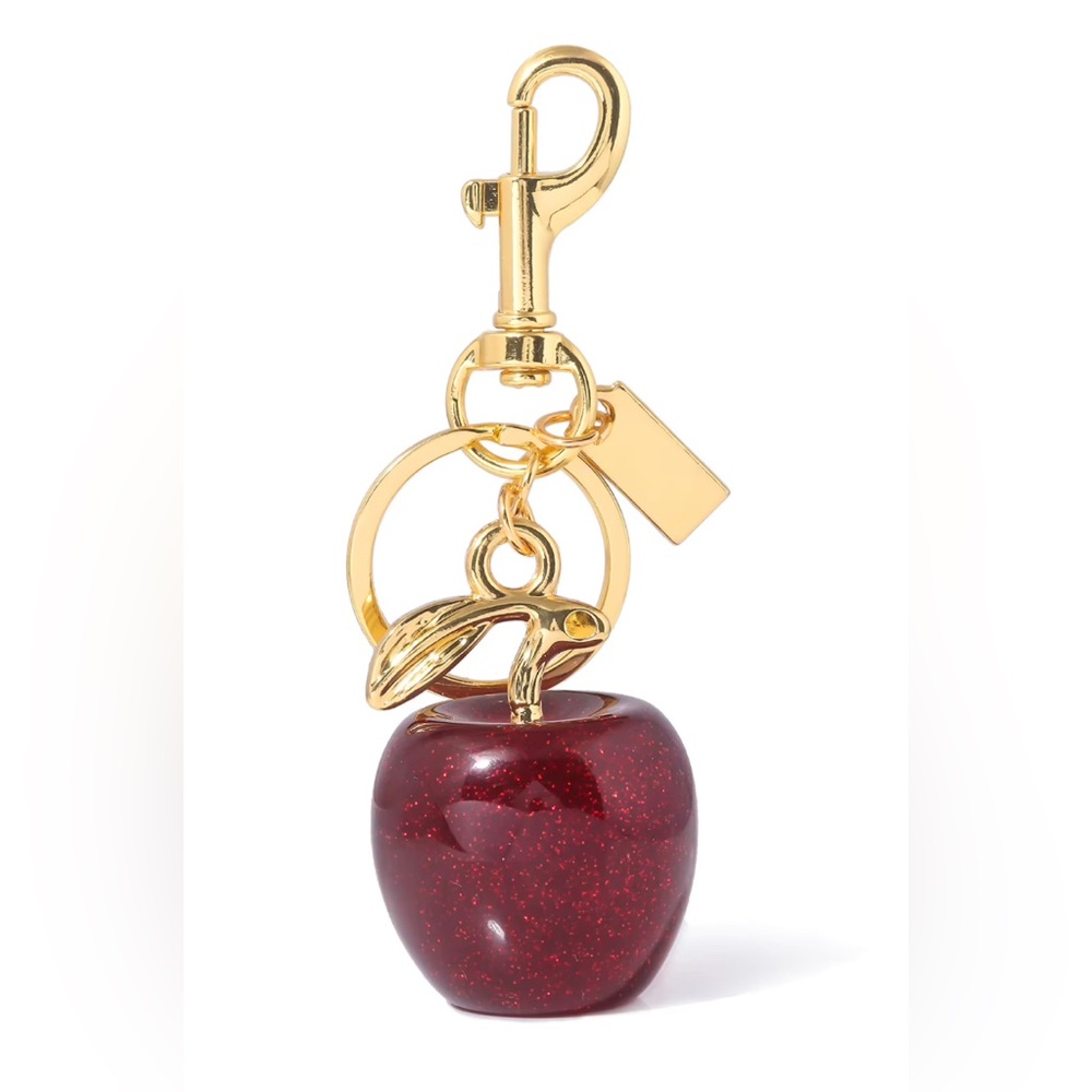 Gold and Red Apple Keychain